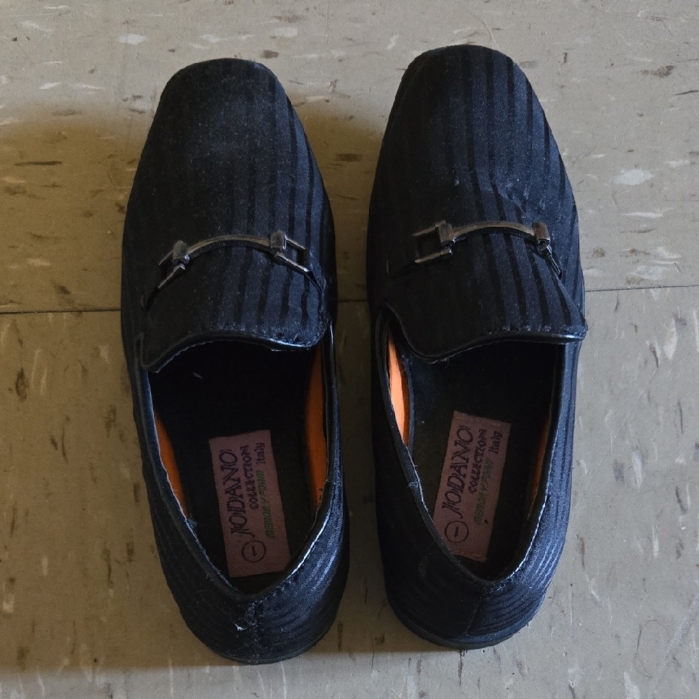Black Suede Slip-On Loafers with Fringe